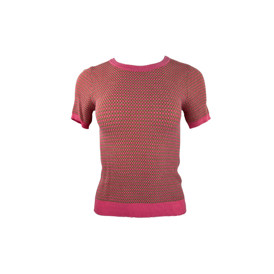 Zara Ringer Knit T in Pink and Brown